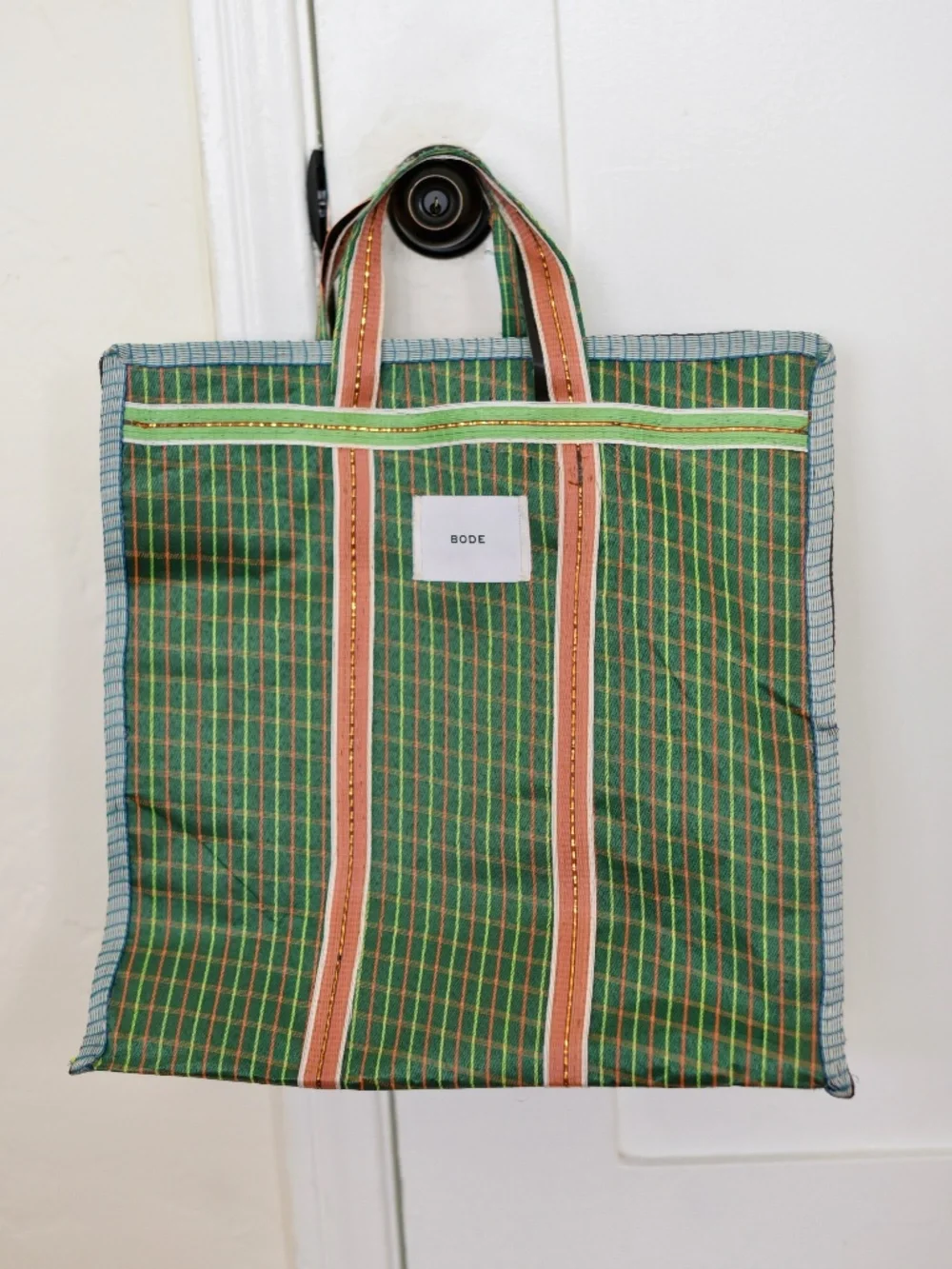 Bode Market Tote Bag - Green Nylon Weave